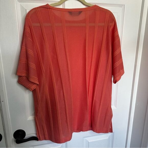 Ming Wang Dolman Sleeve Knit Tunic Top Sz XL Orange Burst Tonal Stripes - Picture 5 of 9